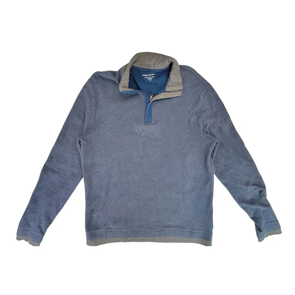 Banana Republic Mens Blue Gray Quarter Zip Pullover Sweater‎ Size S